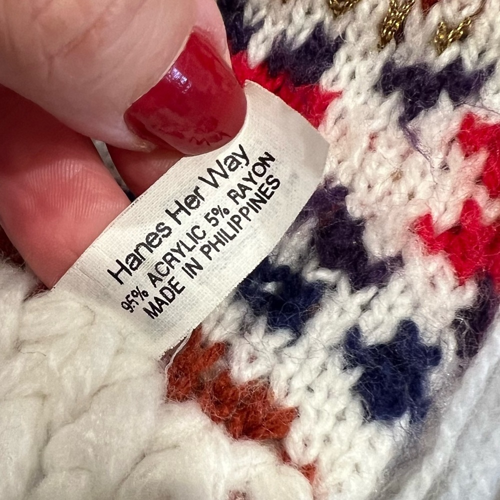 Vintage Hanes Fair Isle Fringe Scarf - Picture 9 of 9